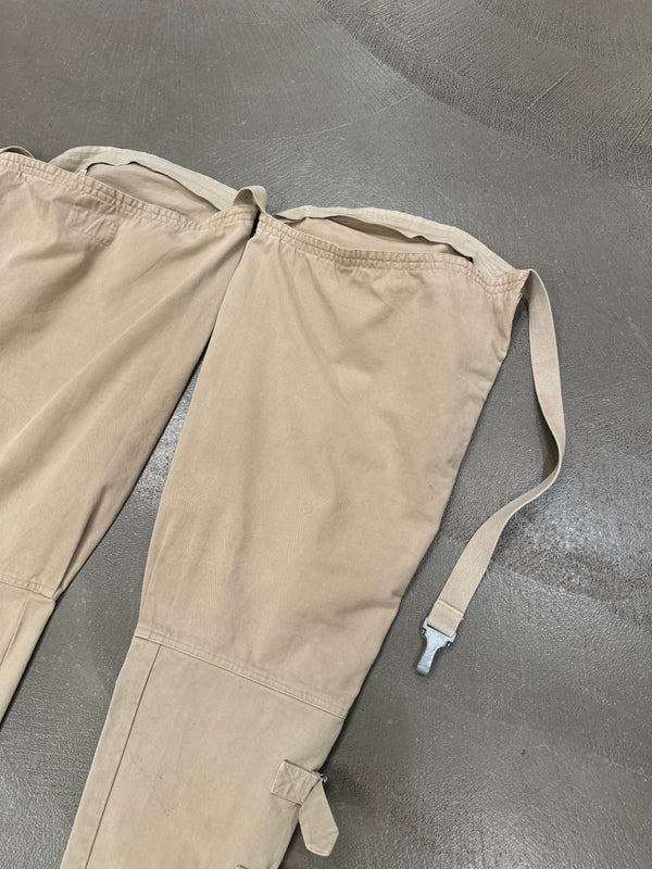 1990s Armani aviator chaps over pants
