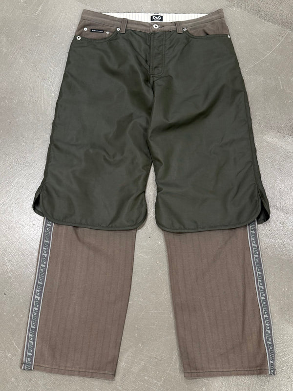A/W2004 Dolce & Gabbana double layer hybrid pants