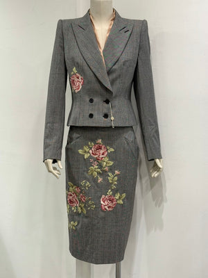 A/W1997 Alexander McQueen runway checked embroidered suit set