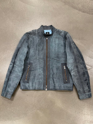 2000s Versace distressed leather jacket