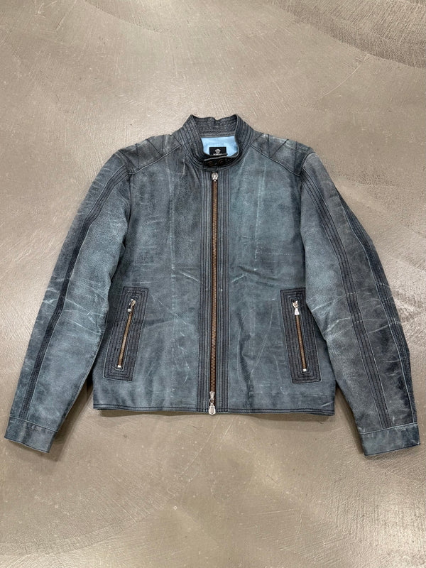 2000s Versace distressed leather jacket