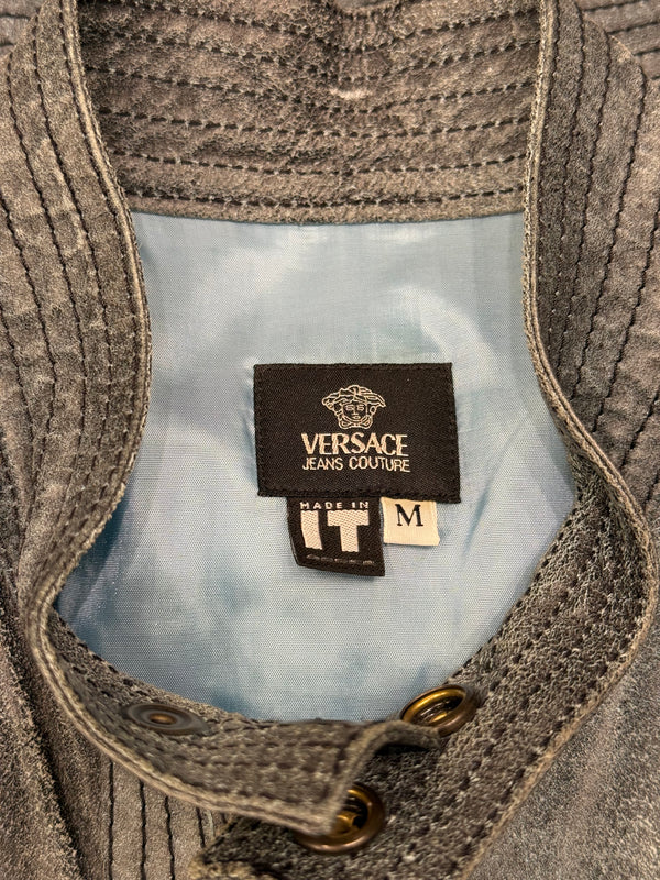 2000s Versace distressed leather jacket