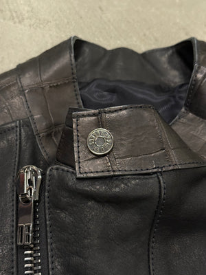 2000s Dirk Bikkembergs embossed crocodile leather biker jacket