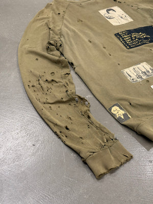 A/W2001 Raf Simons "Riot Riot Riot" patchwork destroyed crewneck