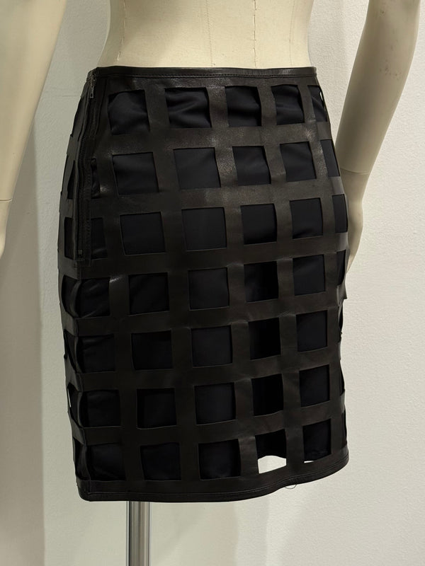 2000s Miu Miu lazer cut leather skirt