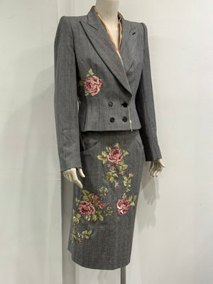 A/W1997 Alexander McQueen runway checked embroidered suit set