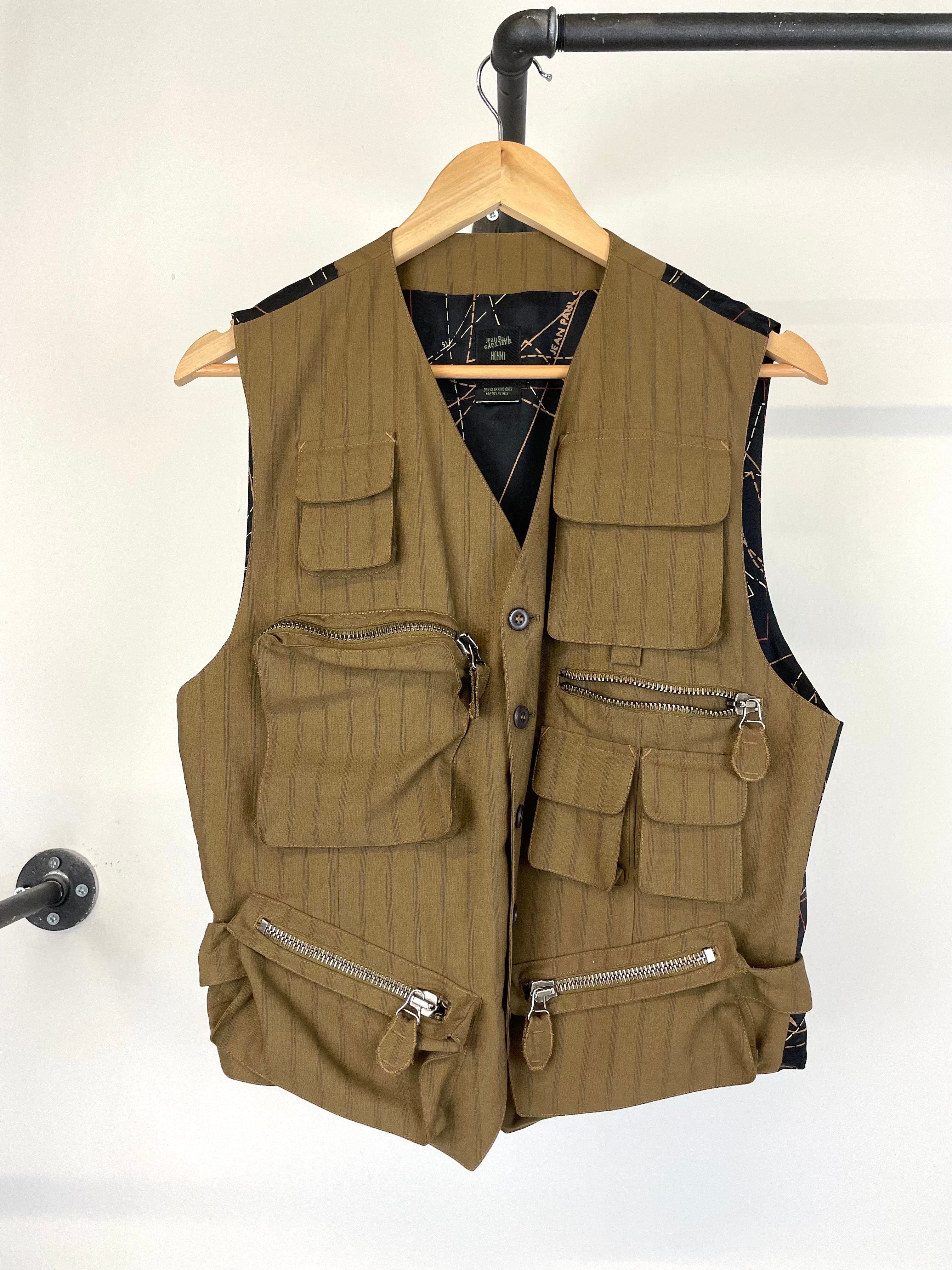 SS96 Jean Paul Gaultier cargo safari zipper blazer vest SS96 Jean Paul Gaultier cargo safari zipper blazer vest