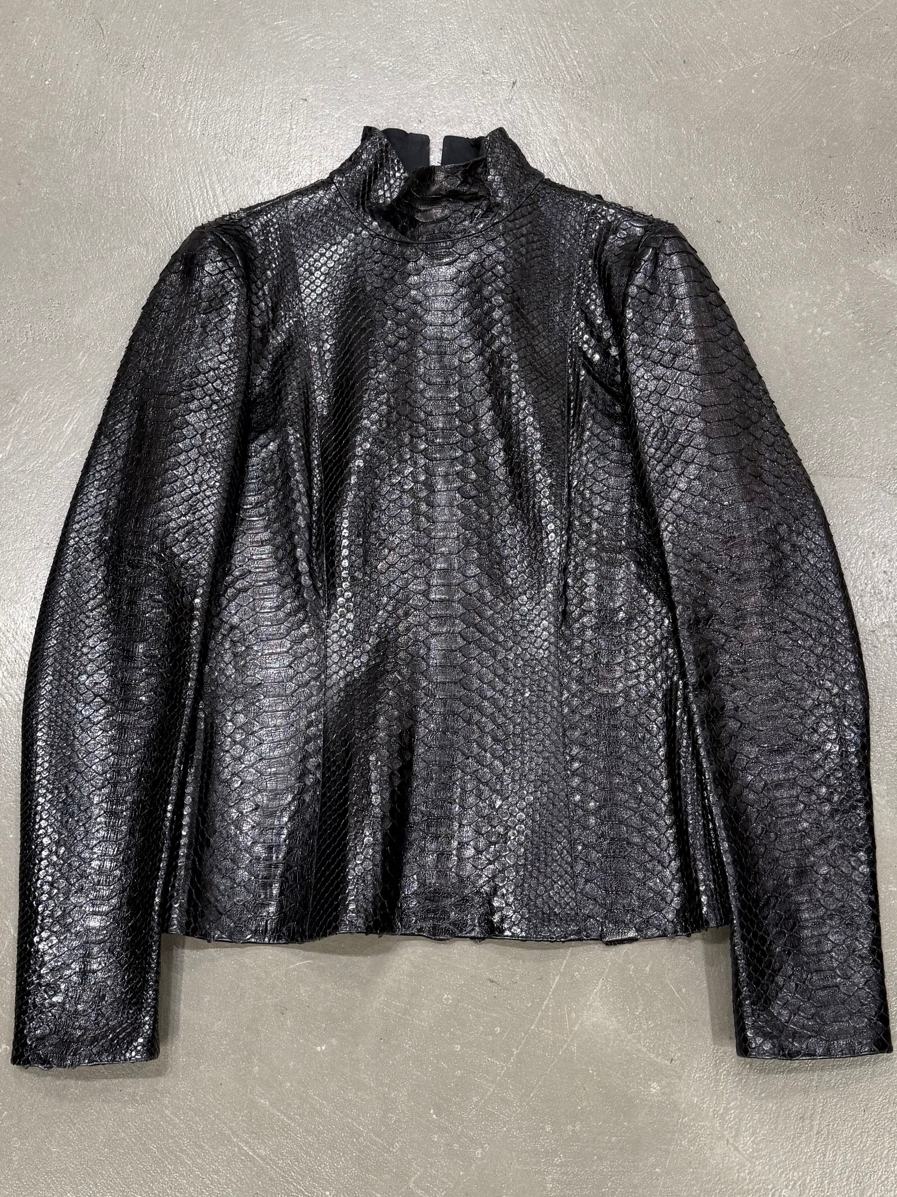 【GUCCI】2010s Leather Tailored Jacket 2010s Gucci real python backzip leather jacket