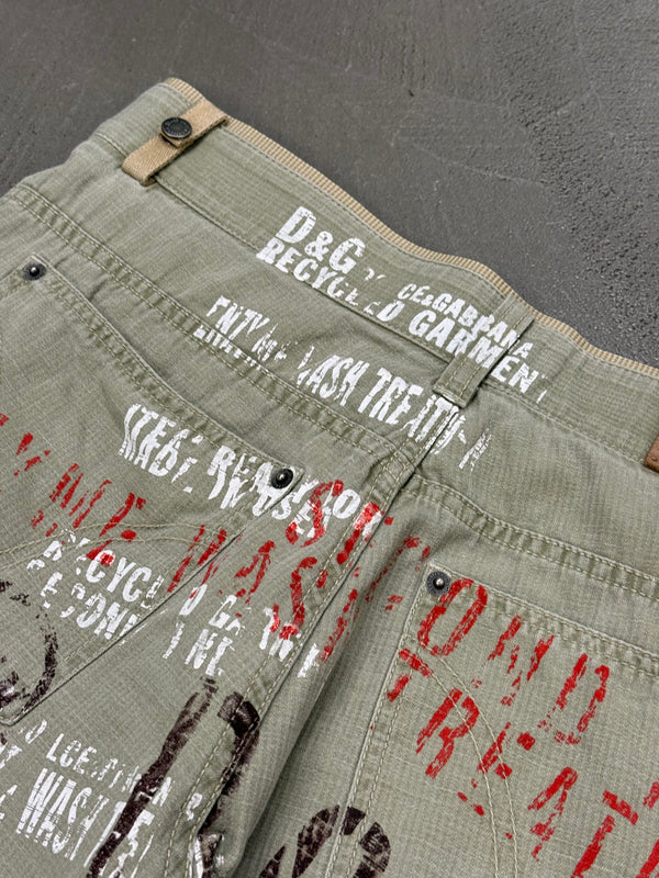 S/S 2005 Dolce & Gabbana “Recycled Garment” graffiti cargo pants