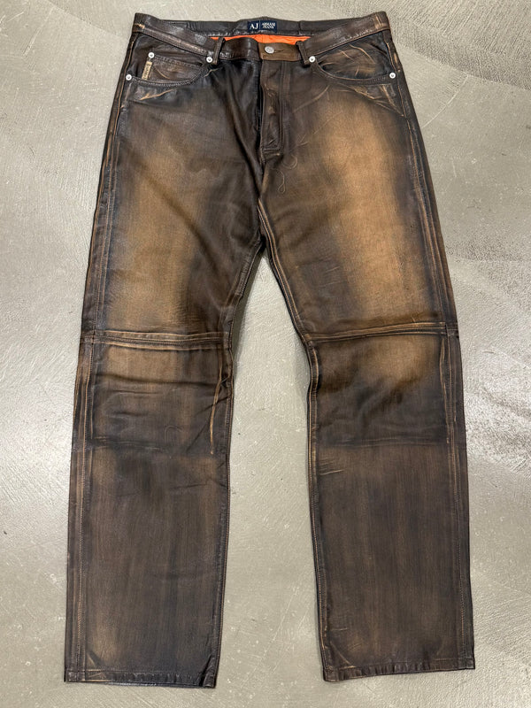 2000s Armani faded leather pants