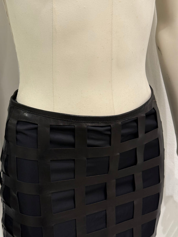 2000s Miu Miu lazer cut leather skirt