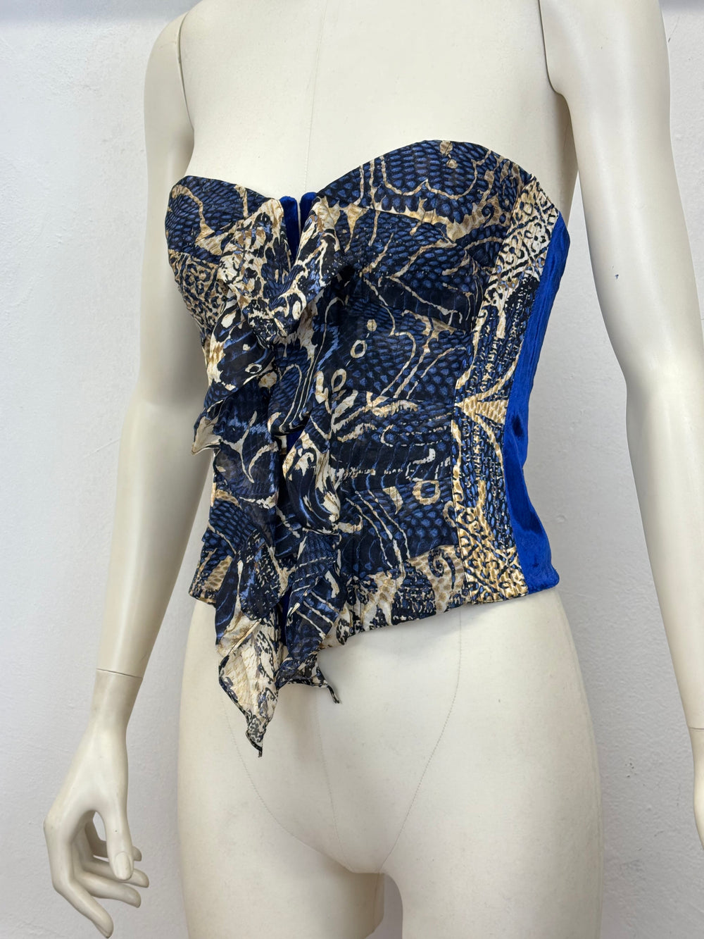 A/W2005 Roberto Cavalli paisley silk corset bustier