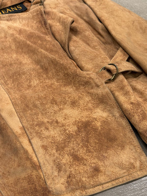 2000s Plein Sud eroded distressed bondage leather jacket