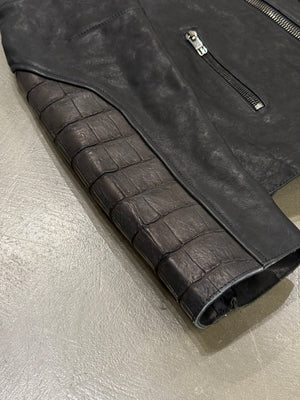 2000s Dirk Bikkembergs embossed crocodile leather biker jacket