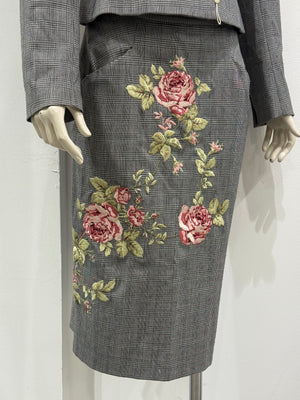 A/W1997 Alexander McQueen runway checked embroidered suit set