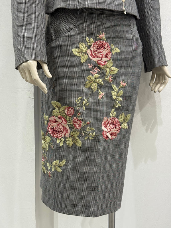 A/W1997 Alexander McQueen runway checked embroidered suit set