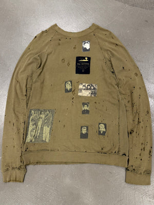 A/W2001 Raf Simons "Riot Riot Riot" patchwork destroyed crewneck