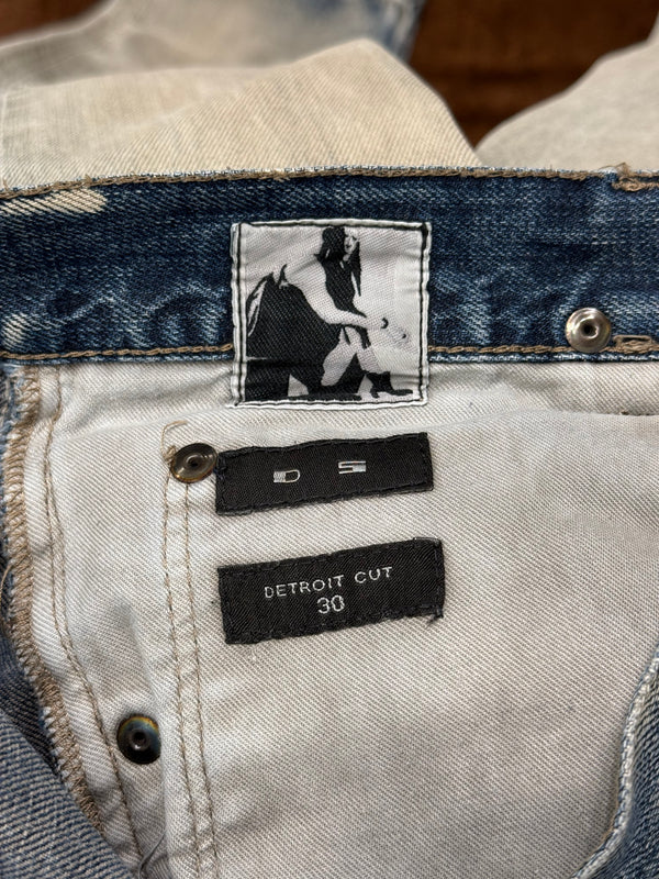 2000s Rick Owens detroit cut faded jeans