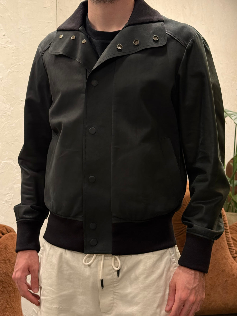 2020s Berluti leather bomber jacket