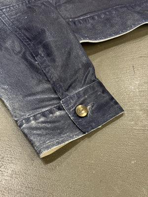 2000s Cavalli painted coated denim jacket