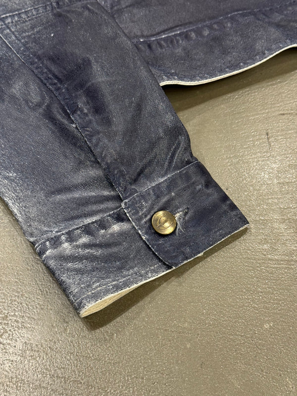 2000s Cavalli painted coated denim jacket