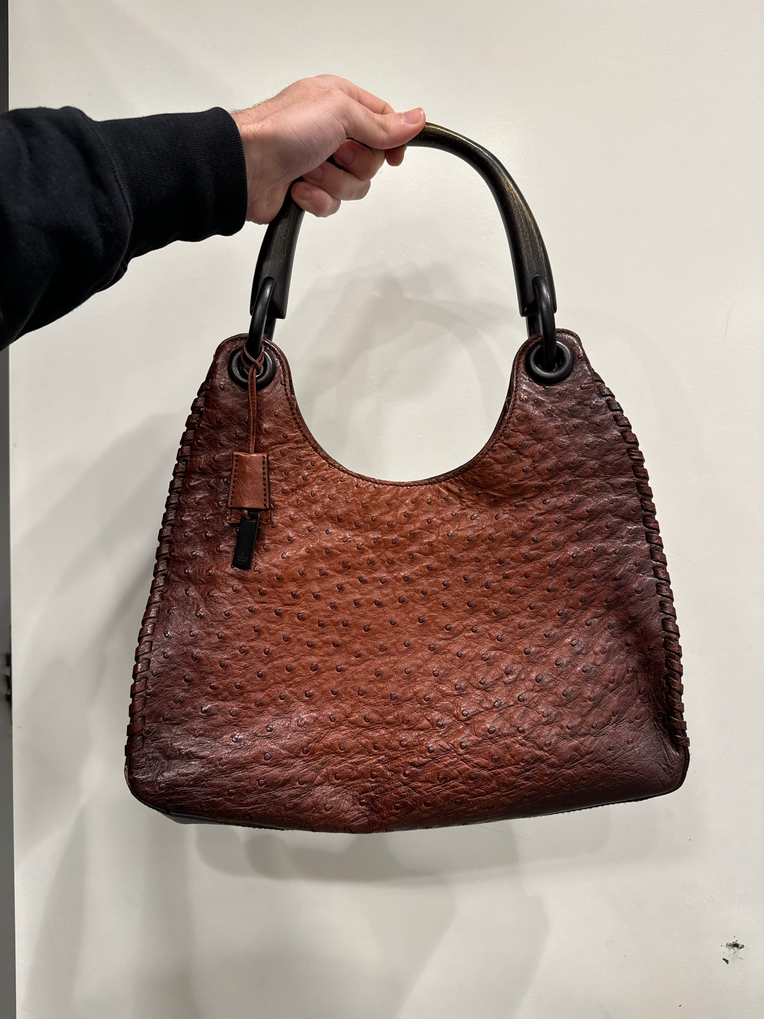 F/W 2002 Gucci by Tom Ford Genuine Ostrich Leather Wood Top
