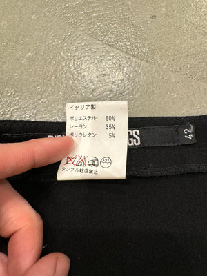 1990s Dirk Bikkembergs curved zip skirt