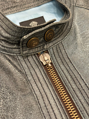 2000s Versace distressed leather jacket