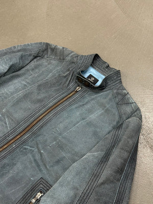 2000s Versace distressed leather jacket