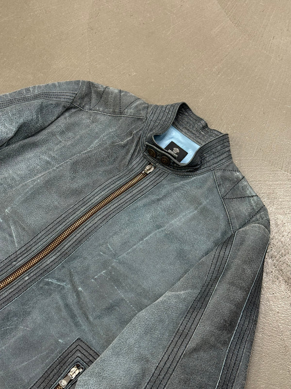 2000s Versace distressed leather jacket