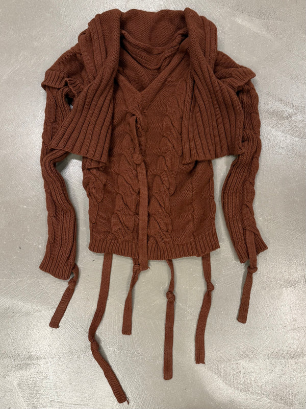 A/W2004 Vivienne Westwood deconstructed cable knit straps sweater