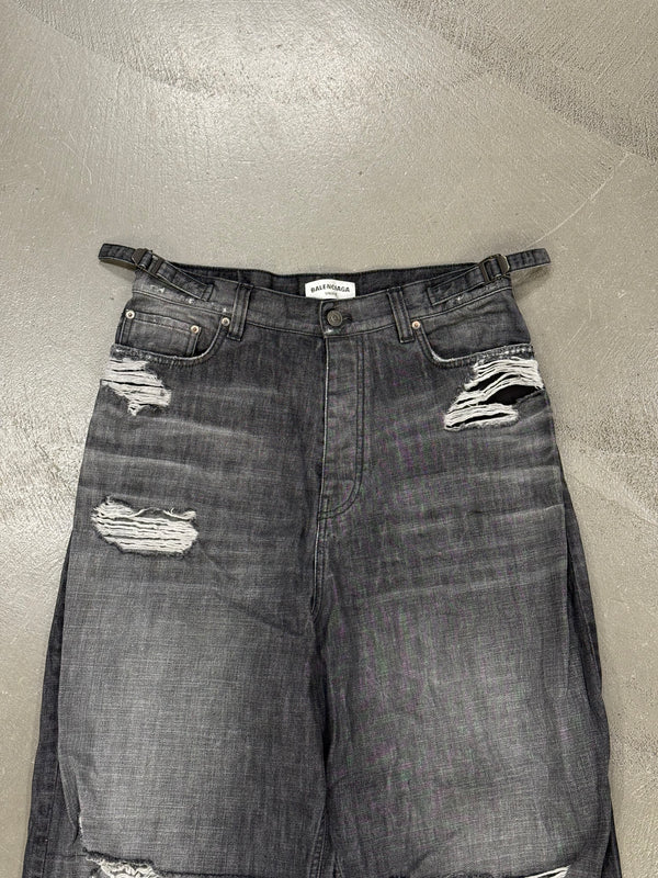 A/W2021 Balenciaga "skater" wide distressed baggy jeans