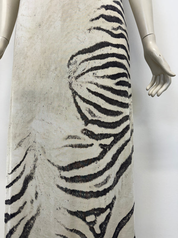 1999 Roberto Cavalli zebra sheer maxi dress