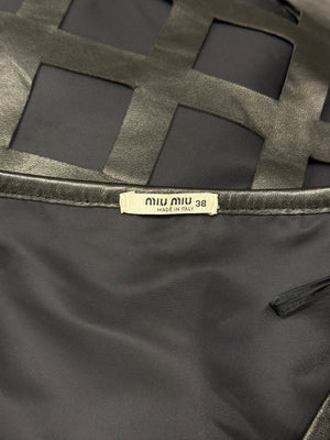 2000s Miu Miu lazer cut leather skirt