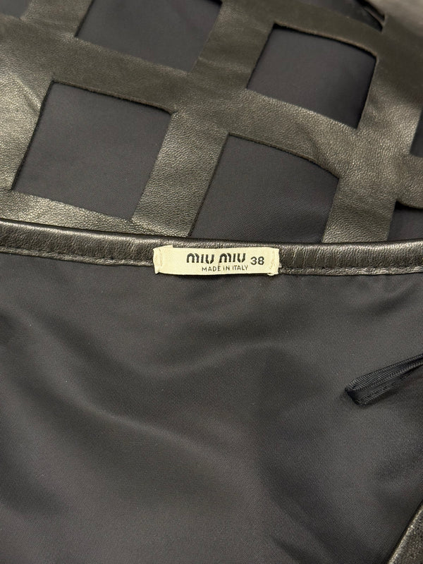 2000s Miu Miu lazer cut leather skirt