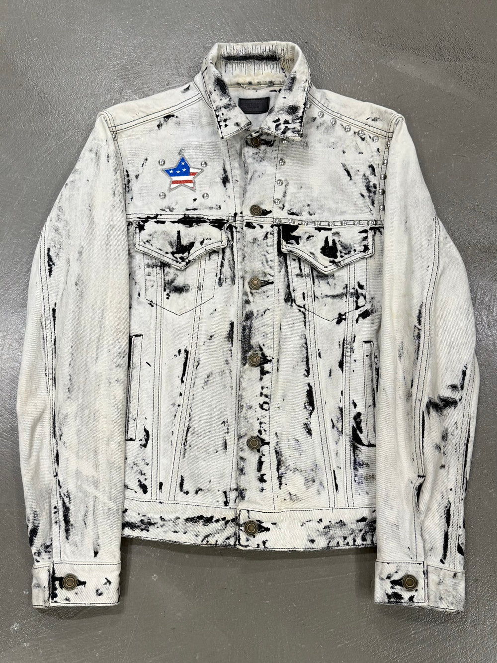S/S2016 Saint Laurent bleached studded denim jacket