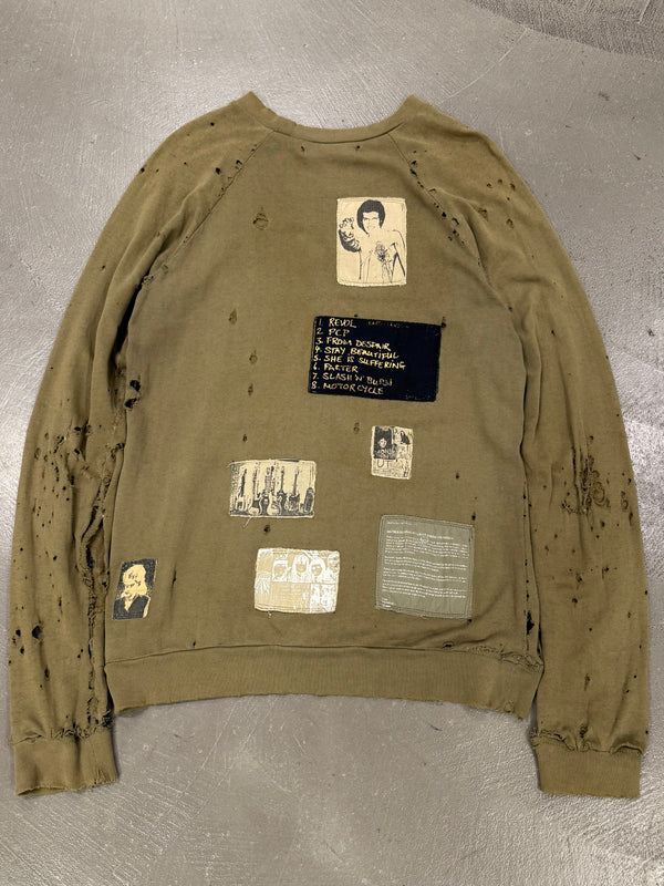 A/W2001 Raf Simons "Riot Riot Riot" patchwork destroyed crewneck