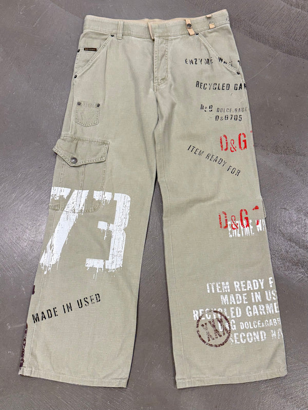 S/S 2005 Dolce & Gabbana “Recycled Garment” graffiti cargo pants