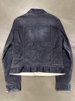 2000s Cavalli painted coated denim jacket