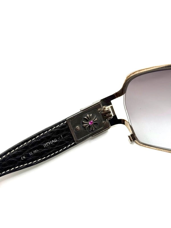 1/1 Chrome Hearts REHAB-I factory diamonds and ruby leather sunglasses