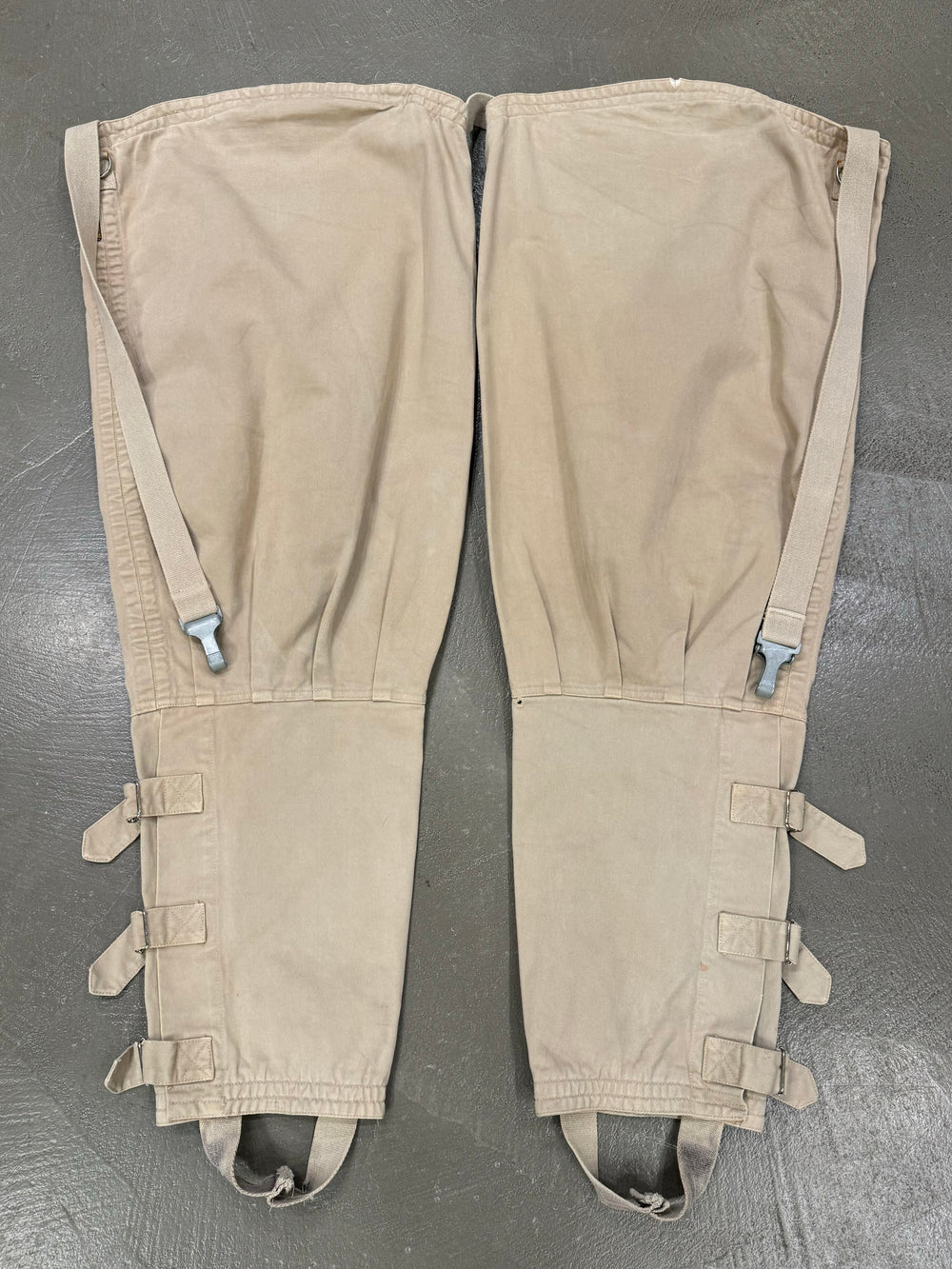 1990s Armani aviator chaps over pants