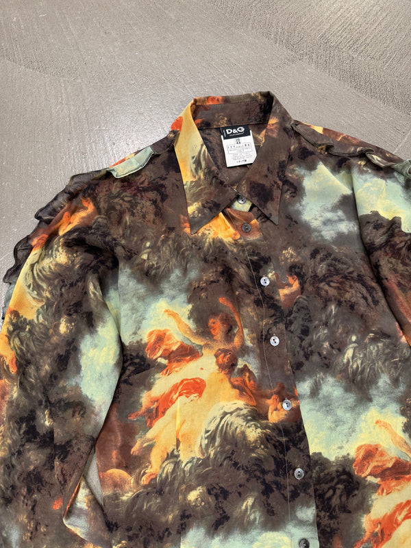 2003 Dolce & Gabbana cherub print silk shirt