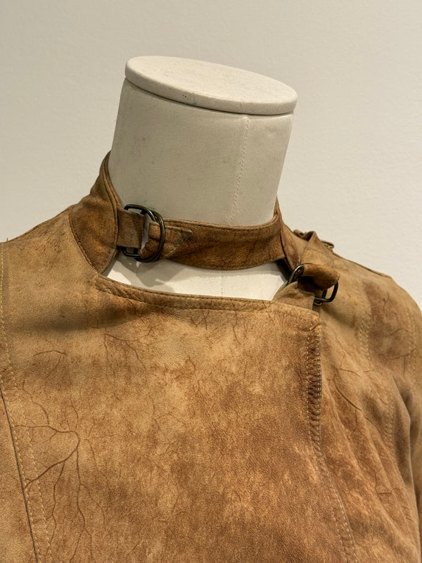 2000s Plein Sud eroded distressed bondage leather jacket