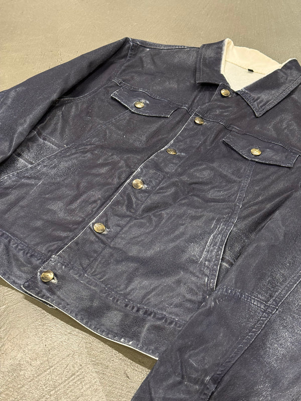 2000s Cavalli painted coated denim jacket