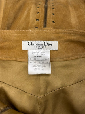 2000s Christian Dior by Galliano sueade zipper skirt