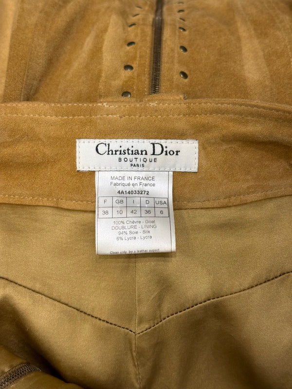 2000s Christian Dior by Galliano sueade zipper skirt