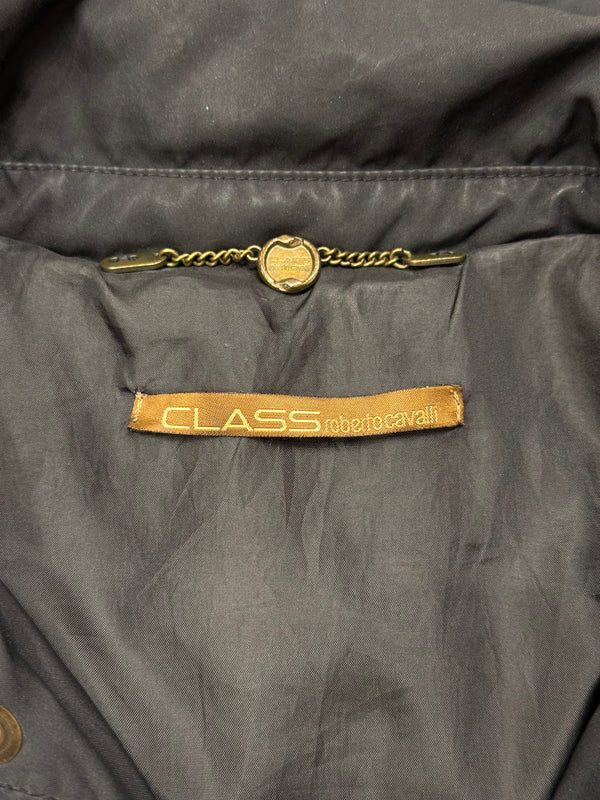 2000s Cavalli puffer bomber jacket with leather details