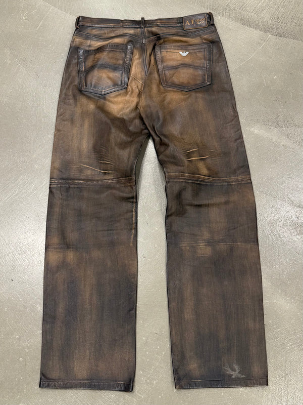 2000s Armani faded leather pants