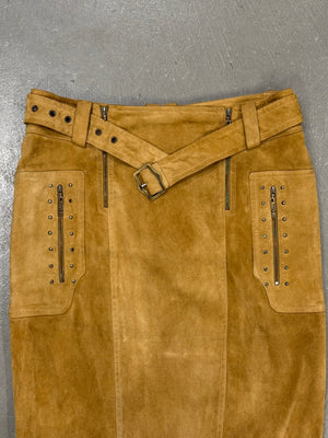 2000s Christian Dior by Galliano sueade zipper skirt