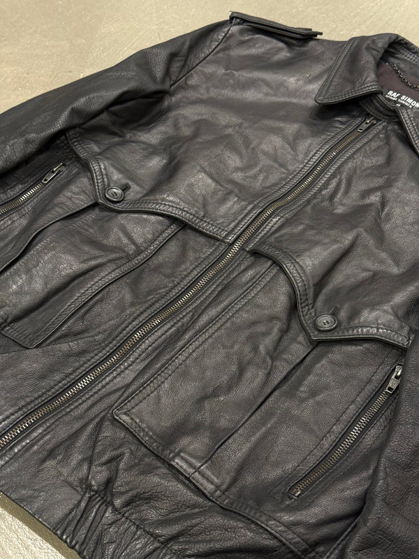 S/S2002 Raf Simons runway police cargo leather bomber jacket